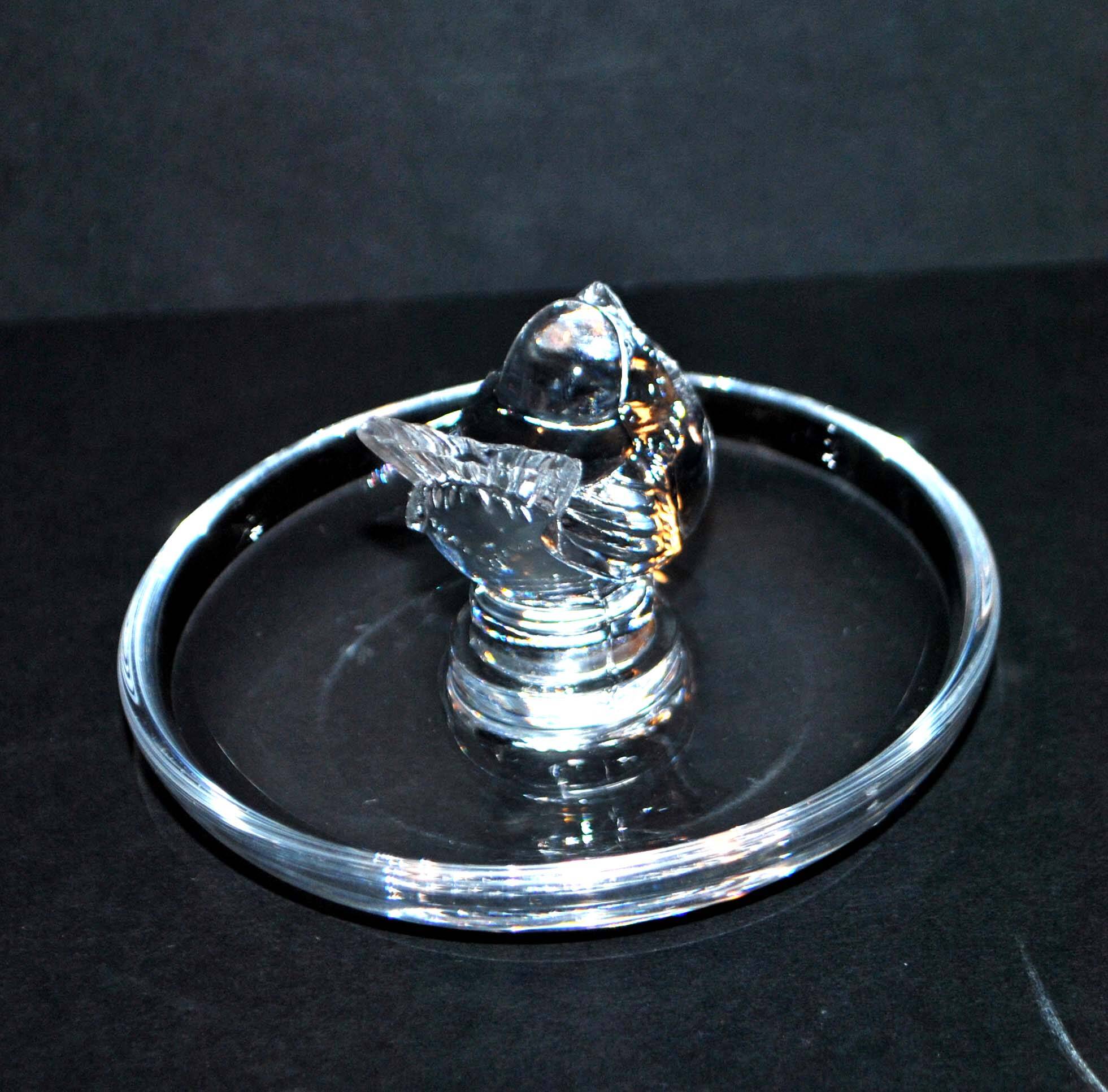 Lalique ring cup with birds in sparrow crystal unsigned