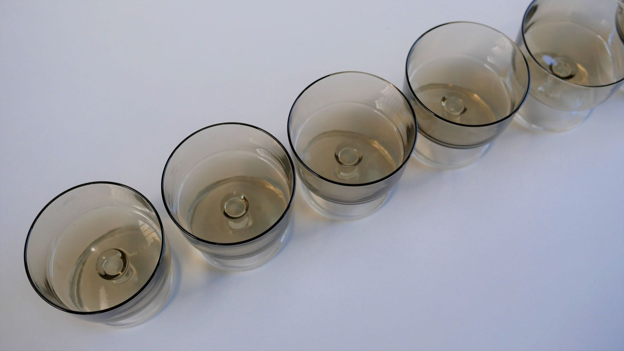 Set of 6 glasses vintage smoked glass model "Sweden" by Luminarc