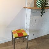 70s checkerboard stool