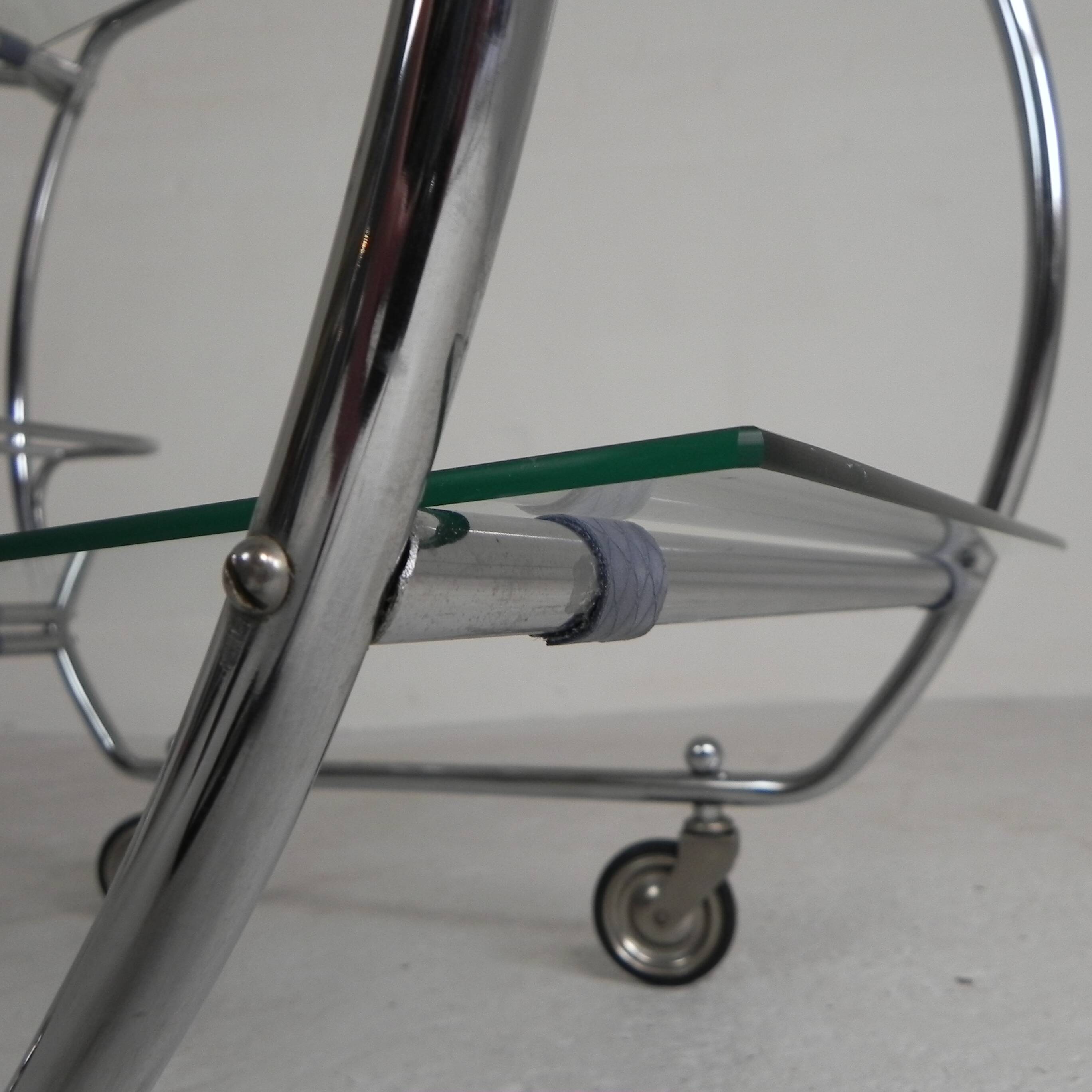 Art Deco trolley, chrome serving cart, 1950s