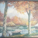 Oil on canvas signed André Couchet Autumn Landscape