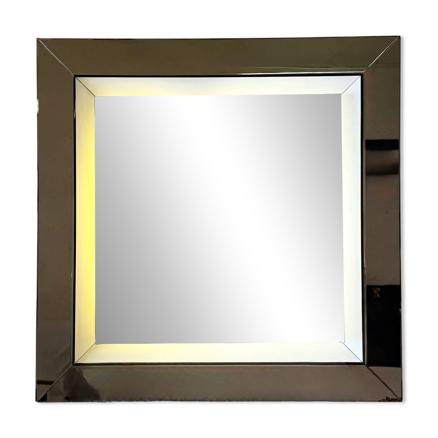 Large mirror, integrated lighting – Italy, 1970s