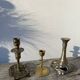 3 antique candlesticks in gold and silver metal