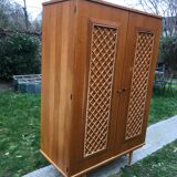 Wooden cabinet and vintage rattan 1950