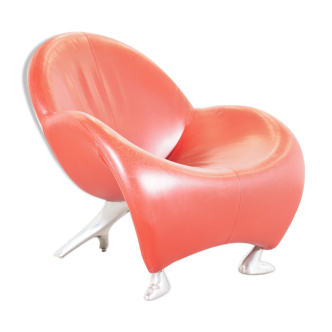 Fauteuil en cuir rouge Leolux 'Papageno' par Jan Armgardt