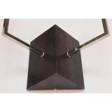 Pair of wall sconces in oak and chromed metal