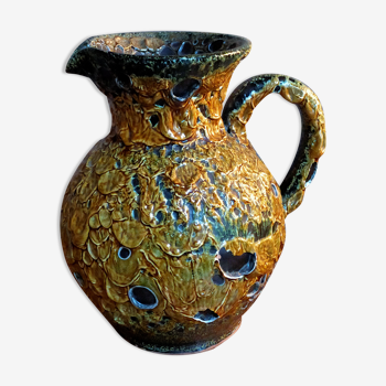 Vintage ceramic pitcher Fat Lava foams glaciers LE CYCLOPE, Annecy