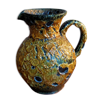 Vintage ceramic pitcher Fat Lava foams glaciers LE CYCLOPE, Annecy