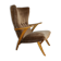 Fauteuil haut scandinave wing chair velour marron