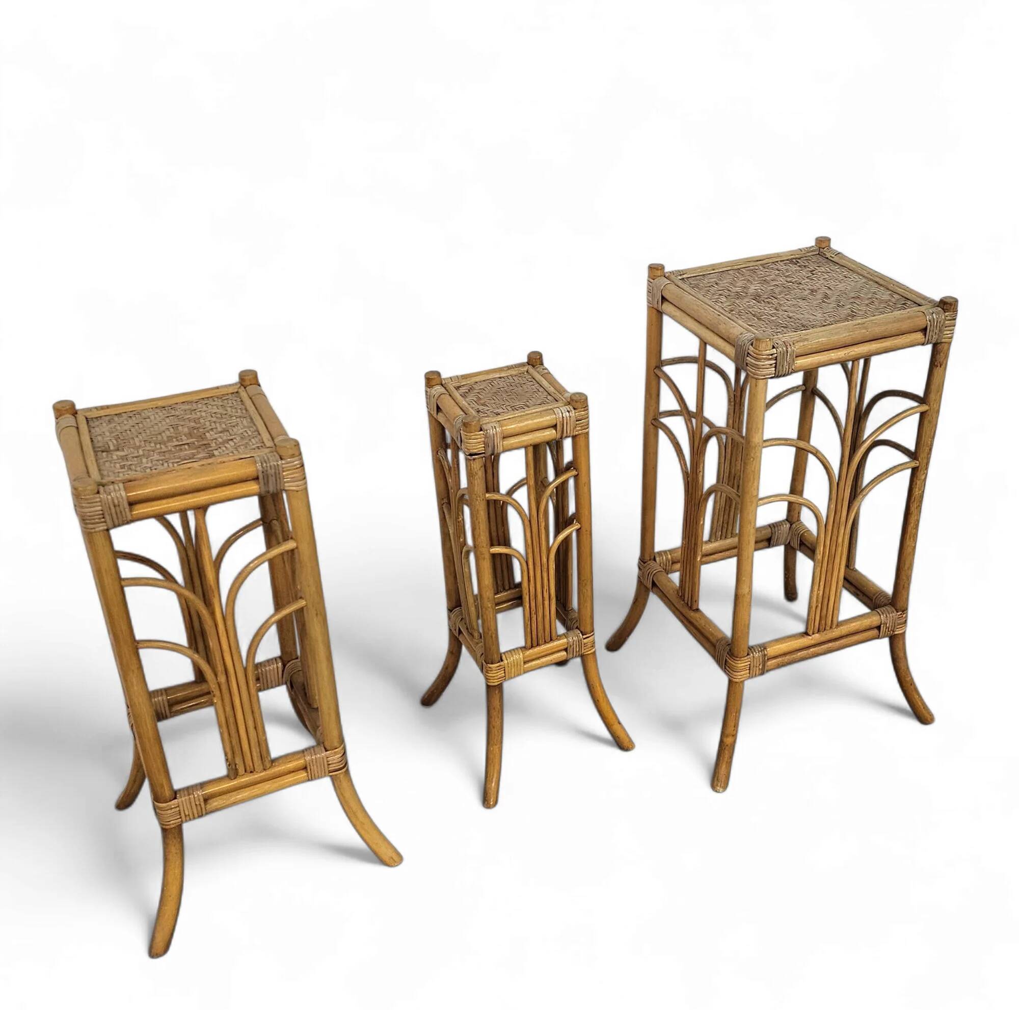 Nesting set bamboo plant stands 1970s