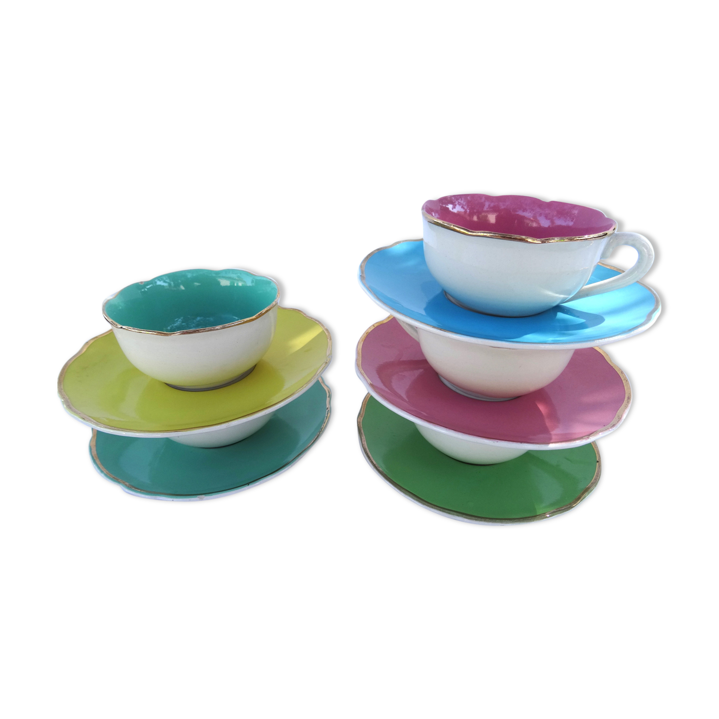 Digoin Sarreguemines 5 cup coffee cup set