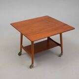 Hans Wegner Side Table / Desk with Wheels for Andreas Tuck – Oak and Teak, 1950s Danish Design