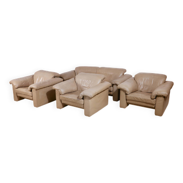 ‘Model 4000’ leather sofa set by Rolf Benz, Set of 4