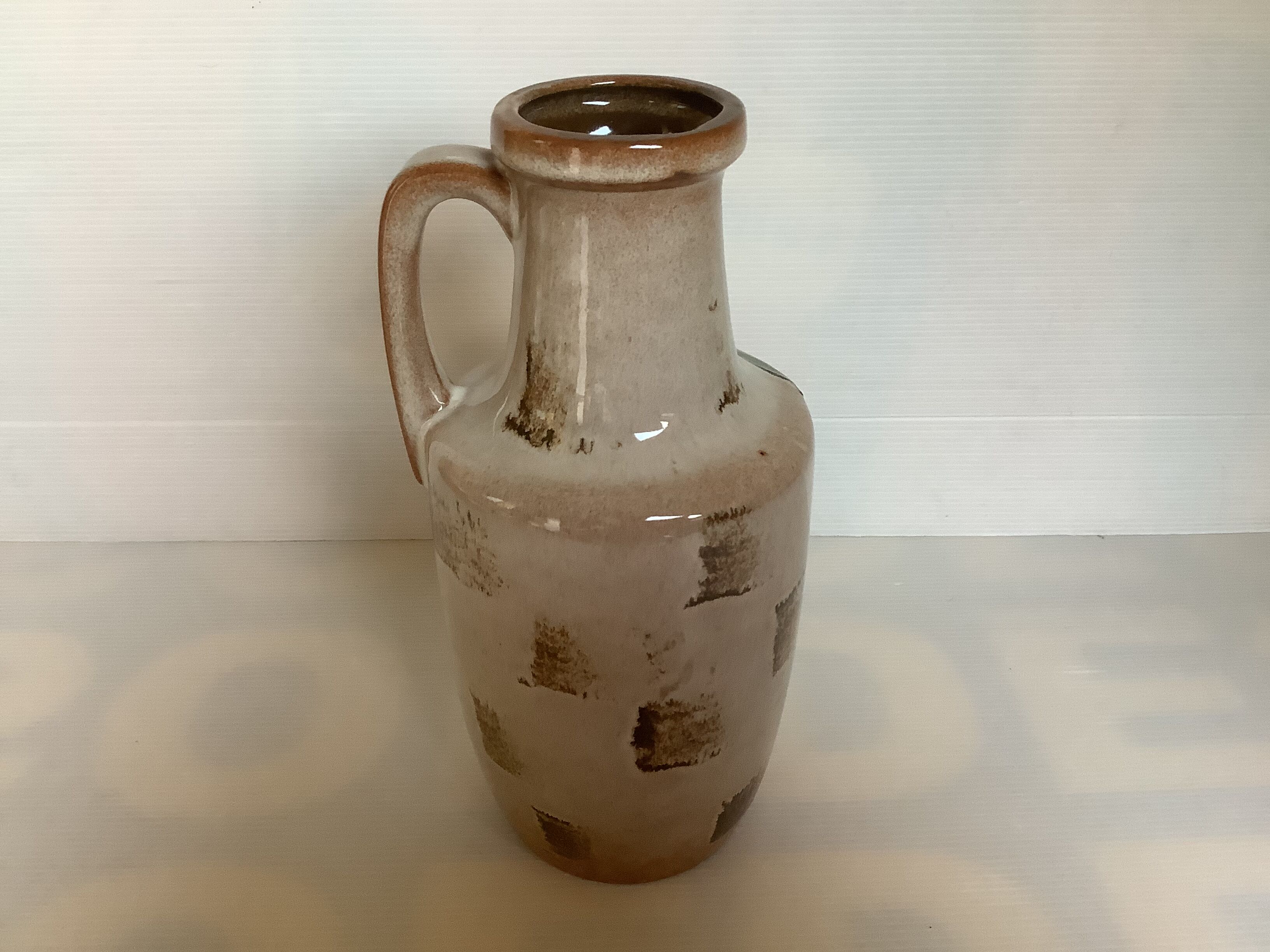 Glazed vase ceramic red flower W Germany vintage
