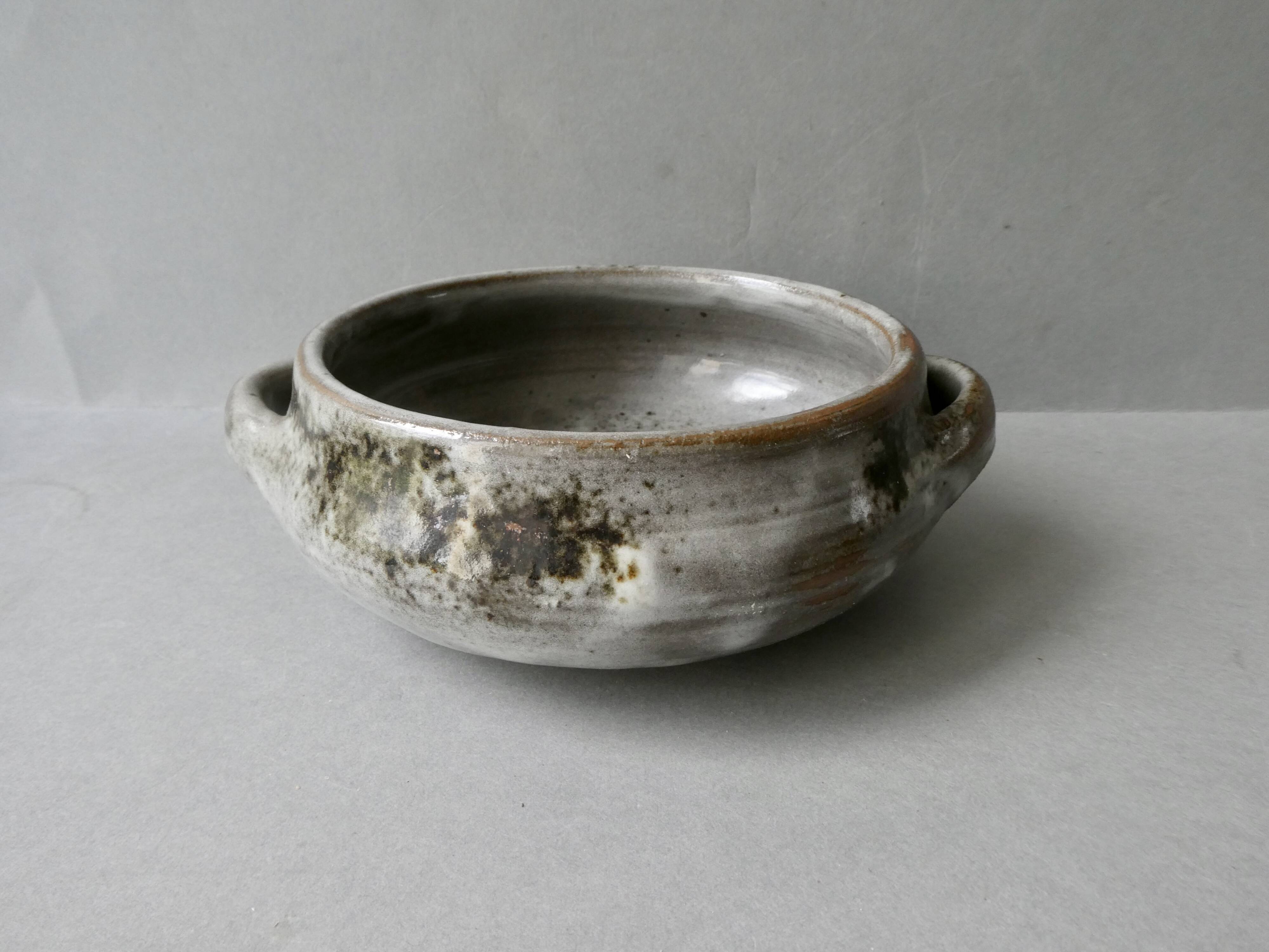 2 enameled stoneware bowls signed Chantal and Thierry Robert