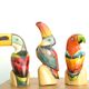 Set de 3 toucans et perroquet en bois, années 80