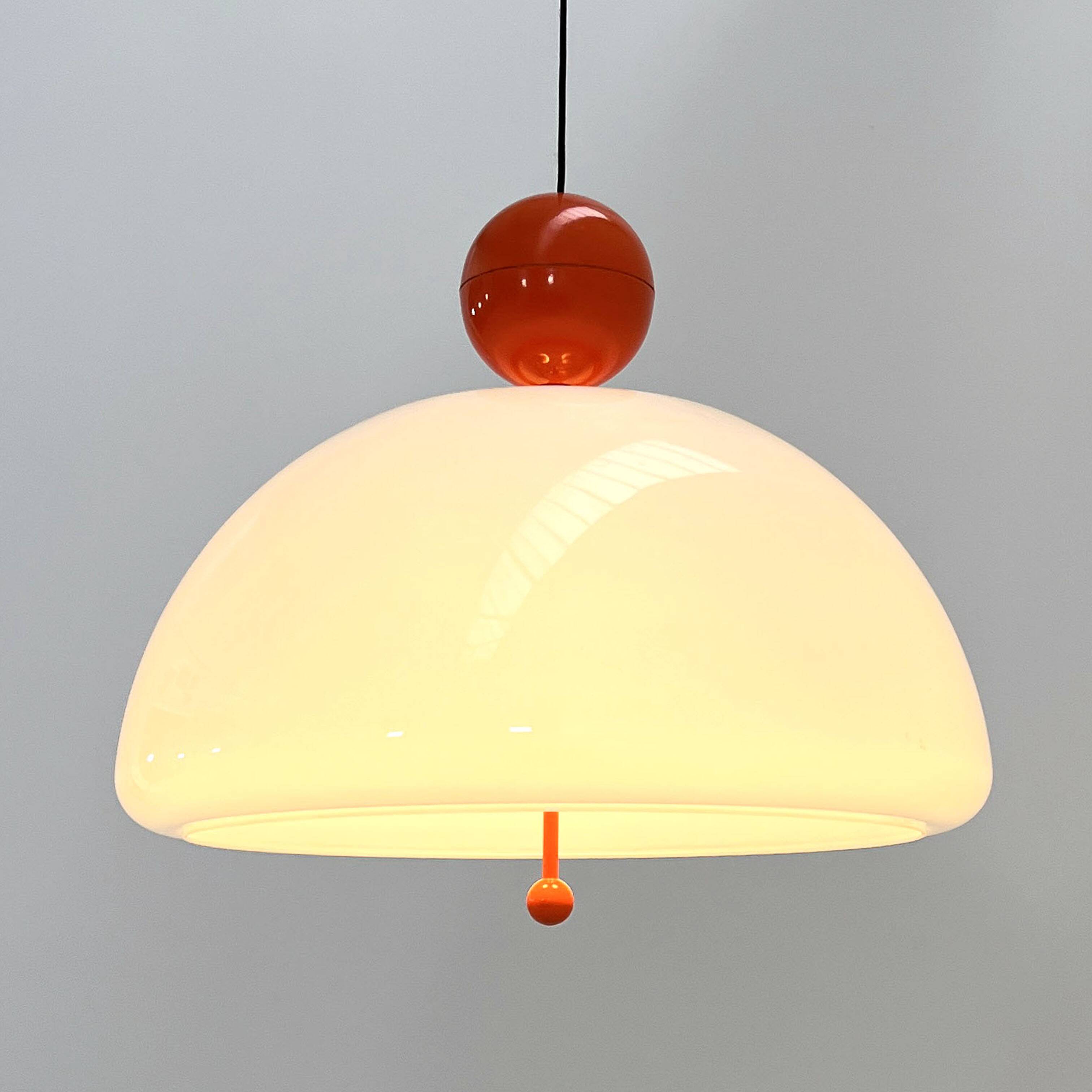 Suspension Saliscendi Orange by Elio Martinelli for Martinelli Luce, 1970