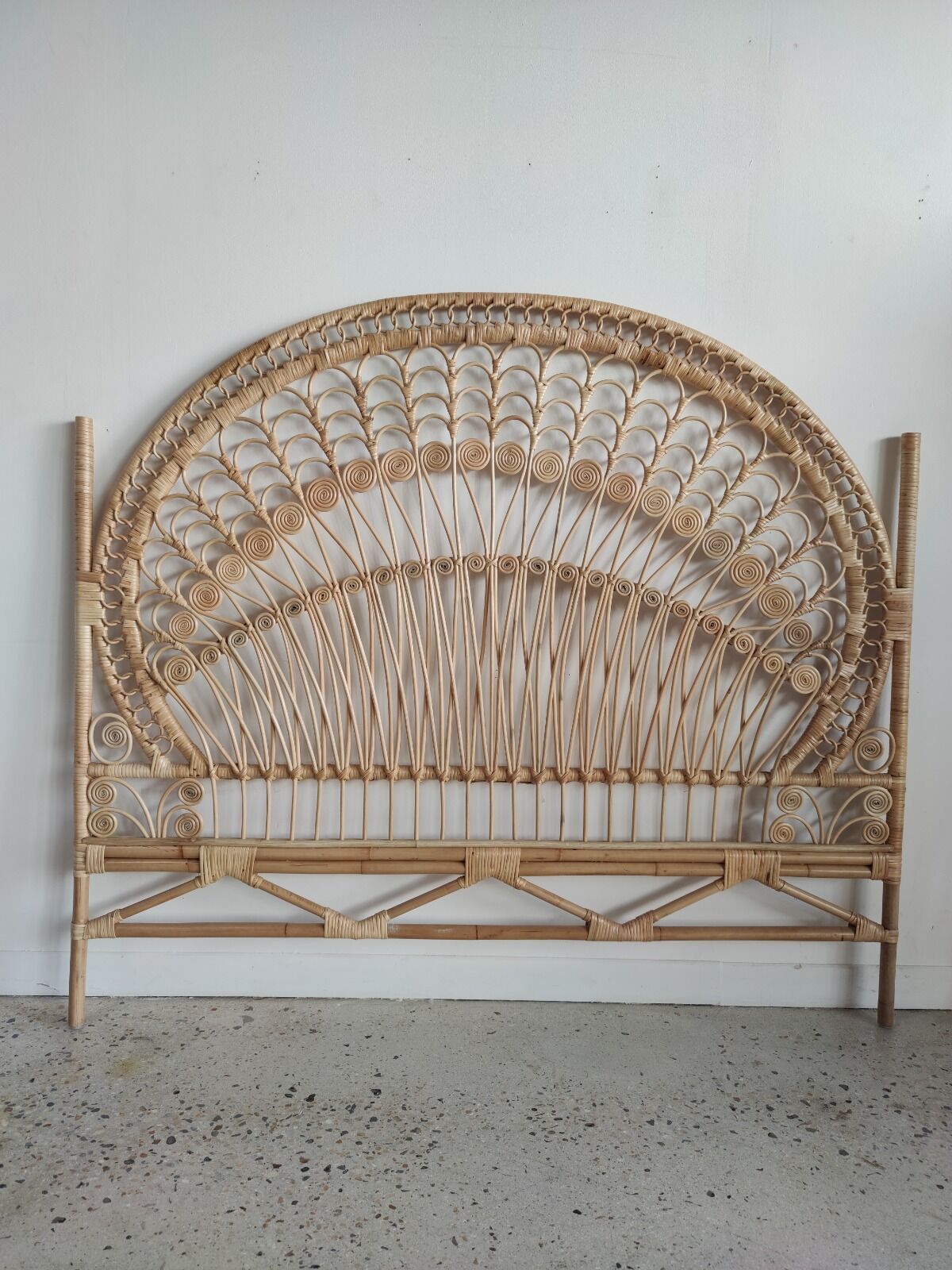 Peacock rattan headboard