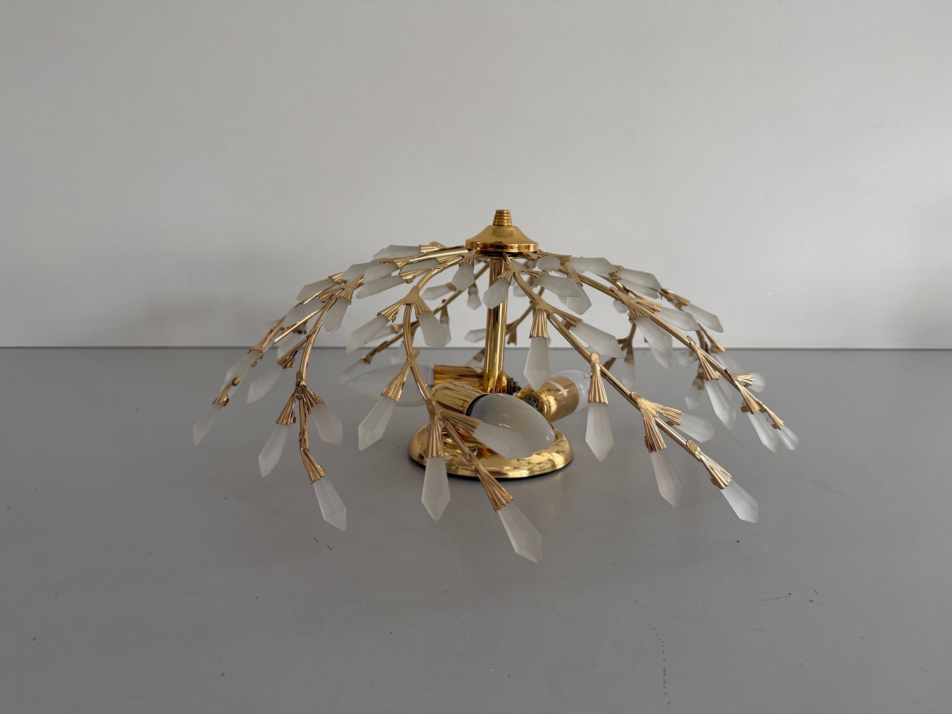 Flush mount Flower Design in crystal glass and gilded metal, 1980s, Germany