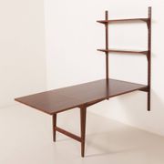 Étagère murale Poul Cadovius avec bureau extensible ou table pour Cado.