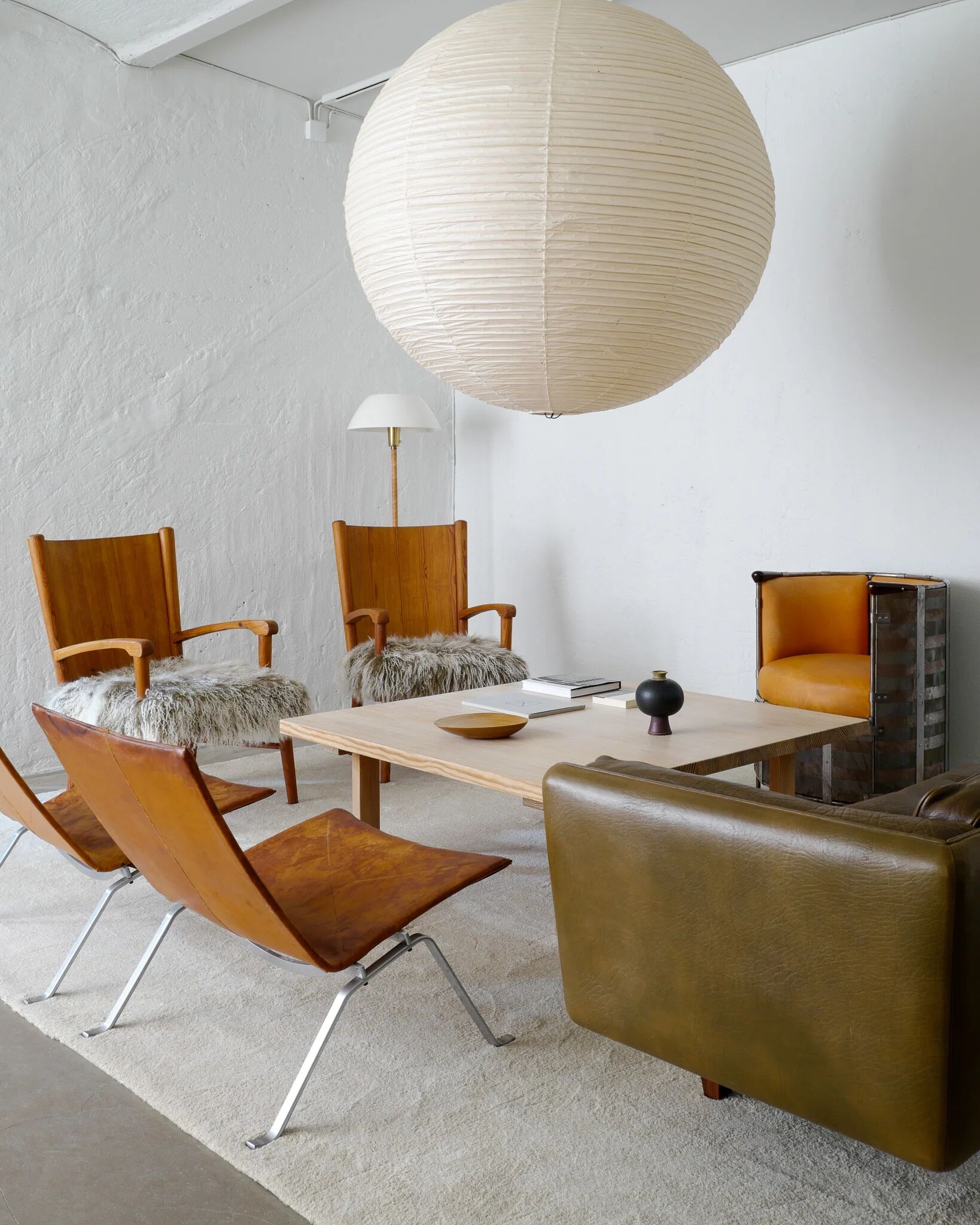 Squared Danish pine sofa table, 1970s