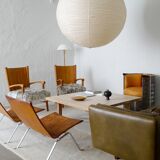 Squared Danish pine sofa table, 1970s