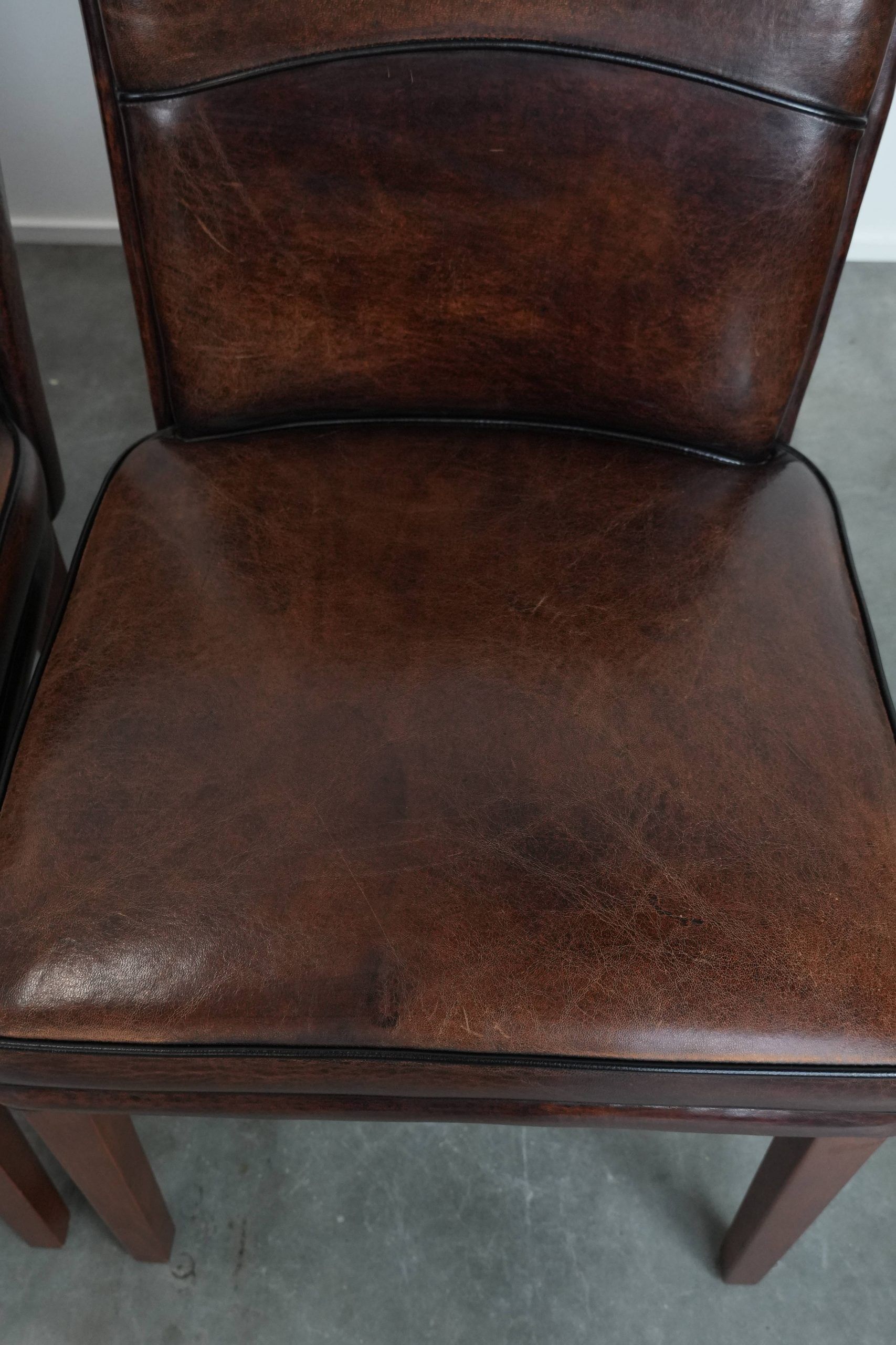 Set of 4 beautiful sheepskin dining chairs with character