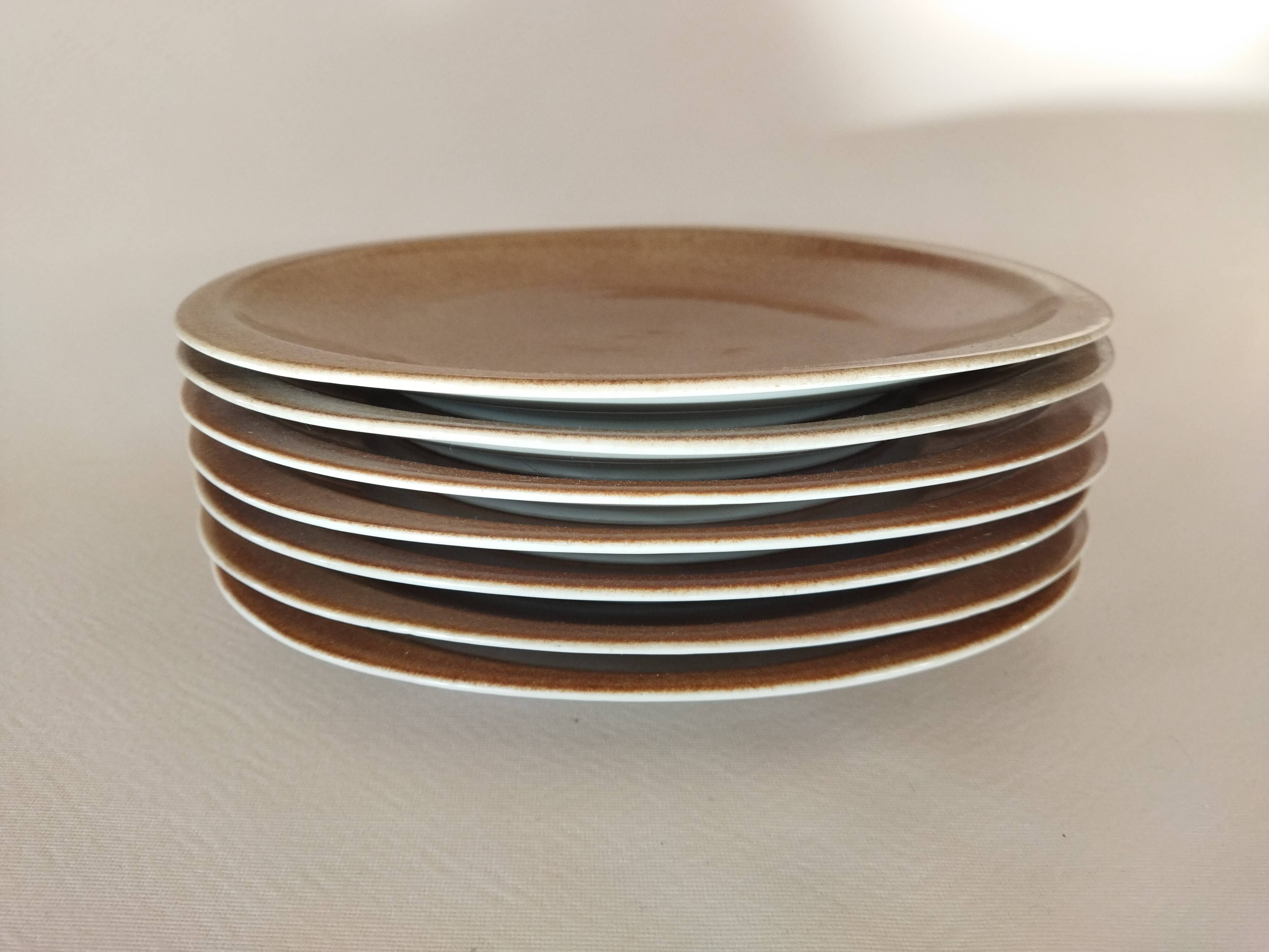 7 sandstone enamel dinner plates Sologne Porcelain