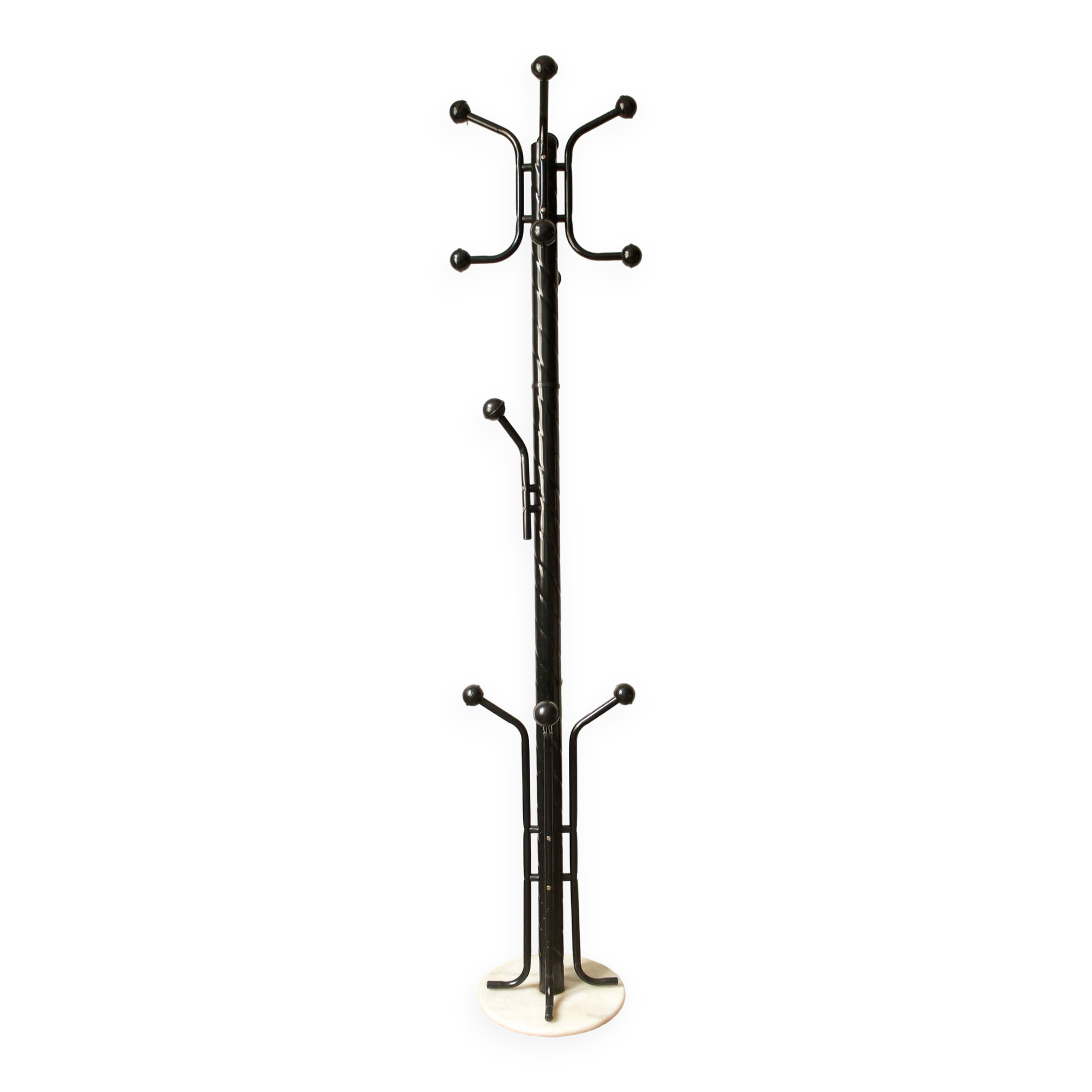 Parrot coat rack black metal & white marble 80's