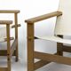 Pair of vintage safari lounge chairs in canvas and wood, 1970s.
