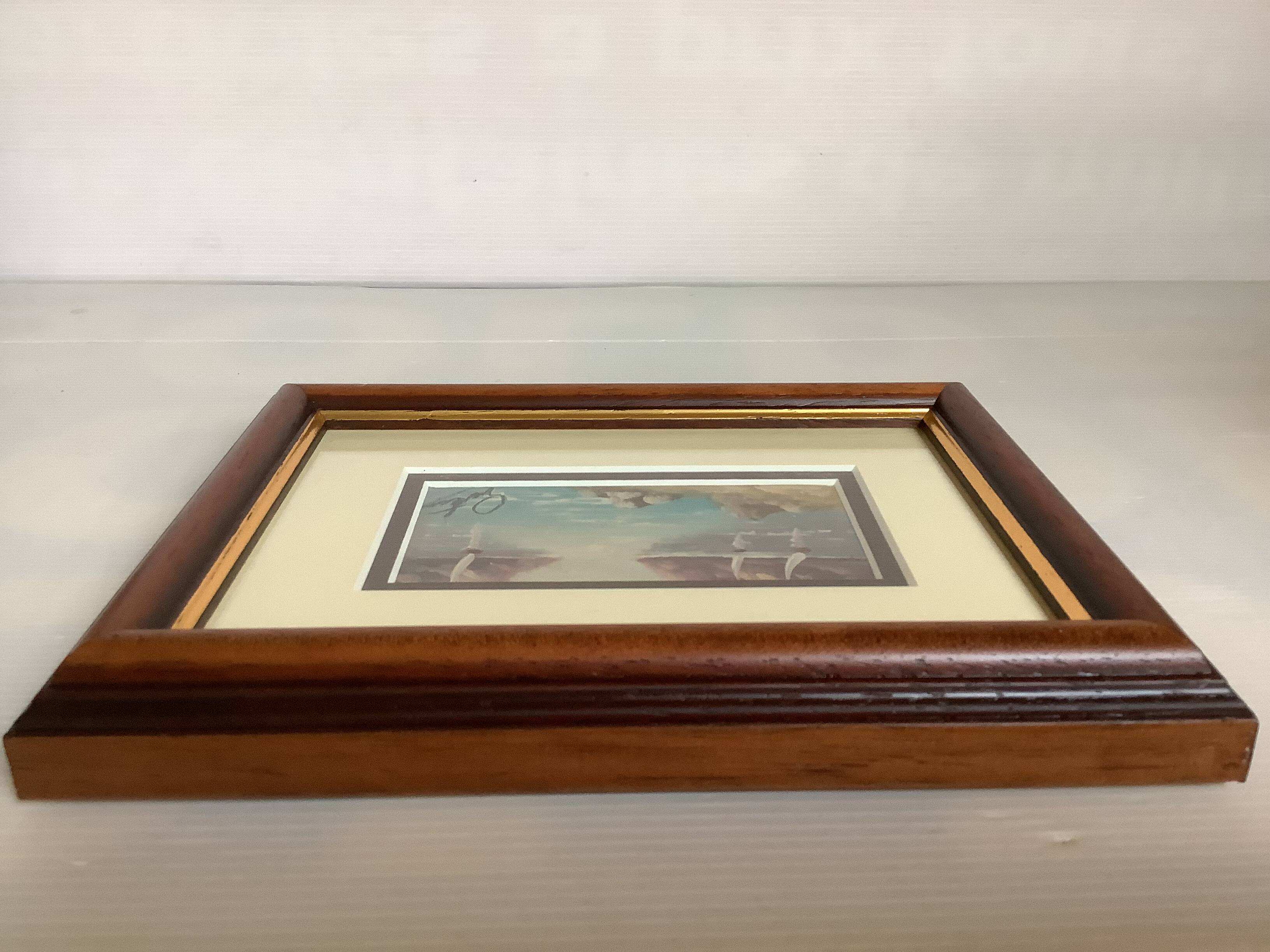 Small Marine painting, oil on panel, signed