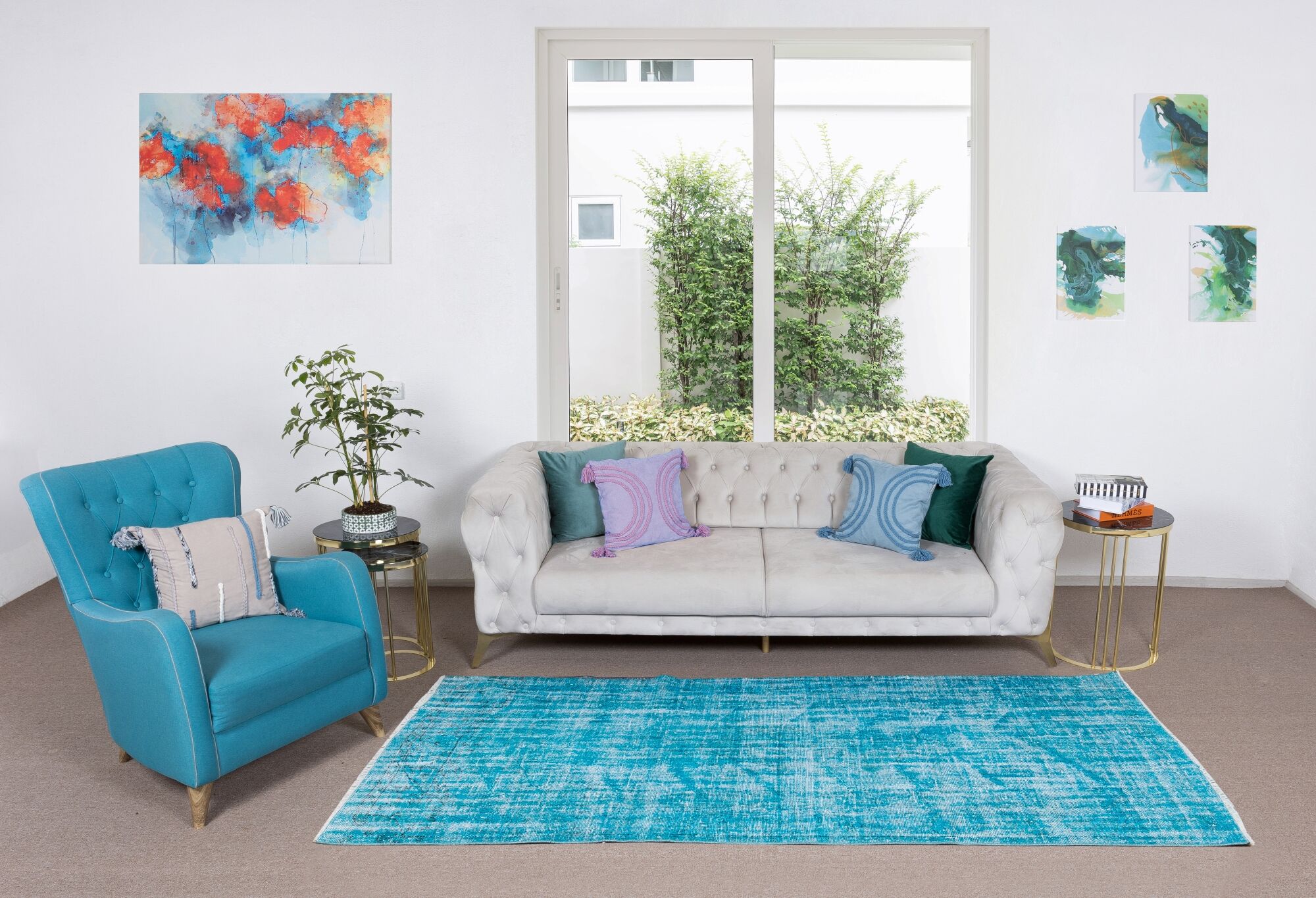 (147x262 cm) Traditional Vintage Hand Knotted Central Anatolian Area Rug Over-Dyed TEK0626