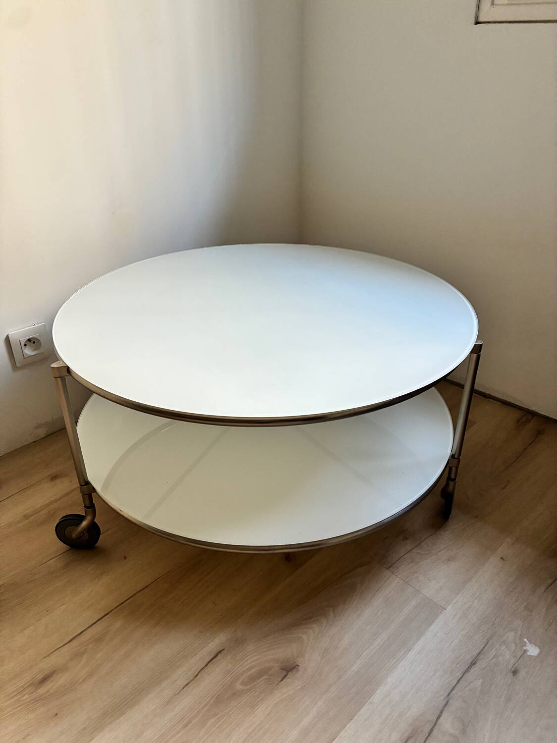 Round glass coffee table from Ikea, vintage 1980s, Designer Ehlen J