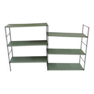 Double étagère string en metal - 6 étagères, 3 montants - vintage 1960