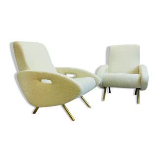 Pair of Italian Armchairs in white boucle