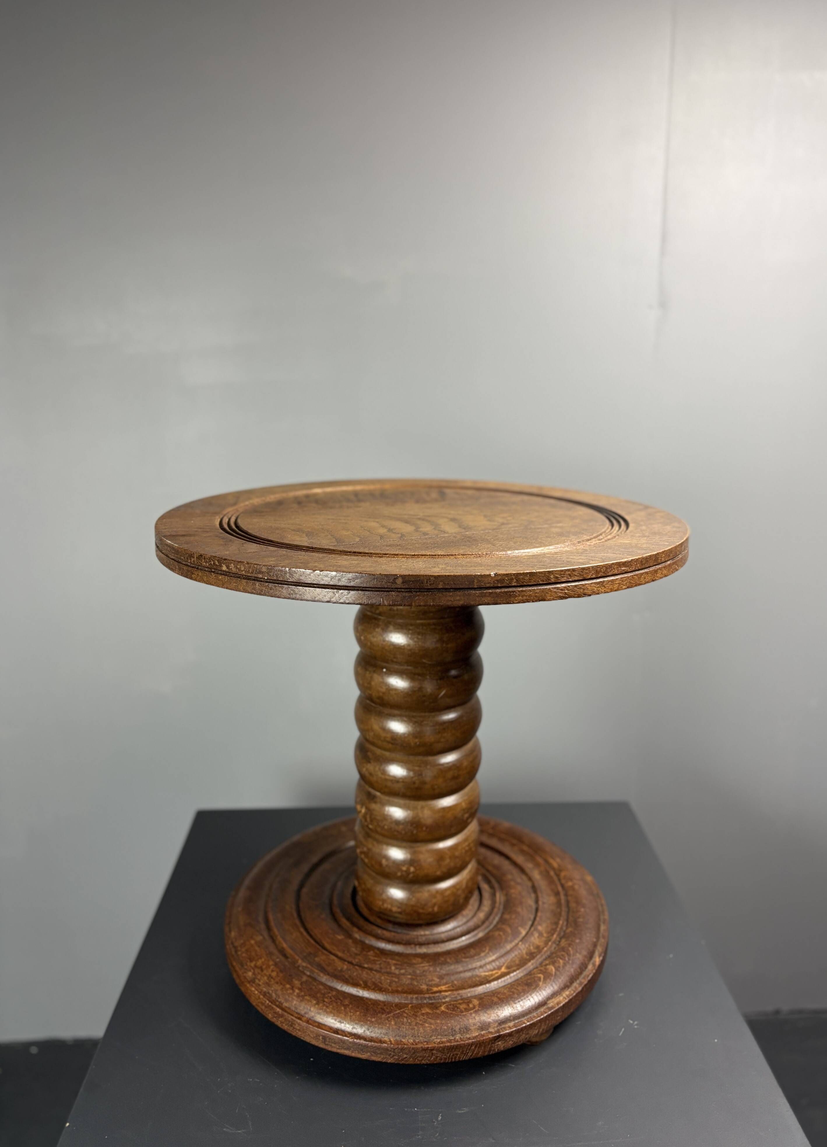 Chunky low wood turned side table in the style of Charles Dudouyt, 1950s