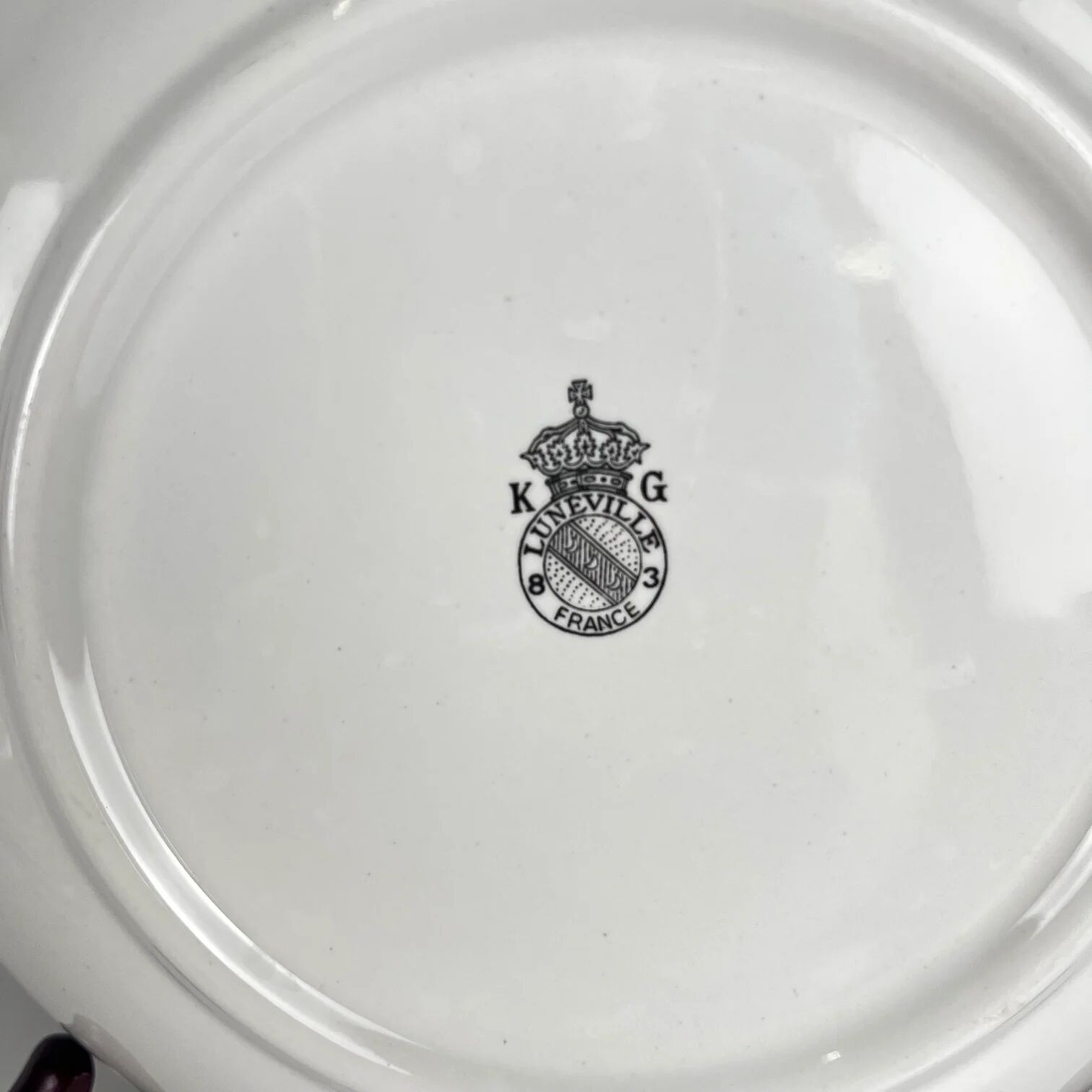 Set of 6 calotte plates Model Réverbère by KG Lunéville, tulip & rose pattern.