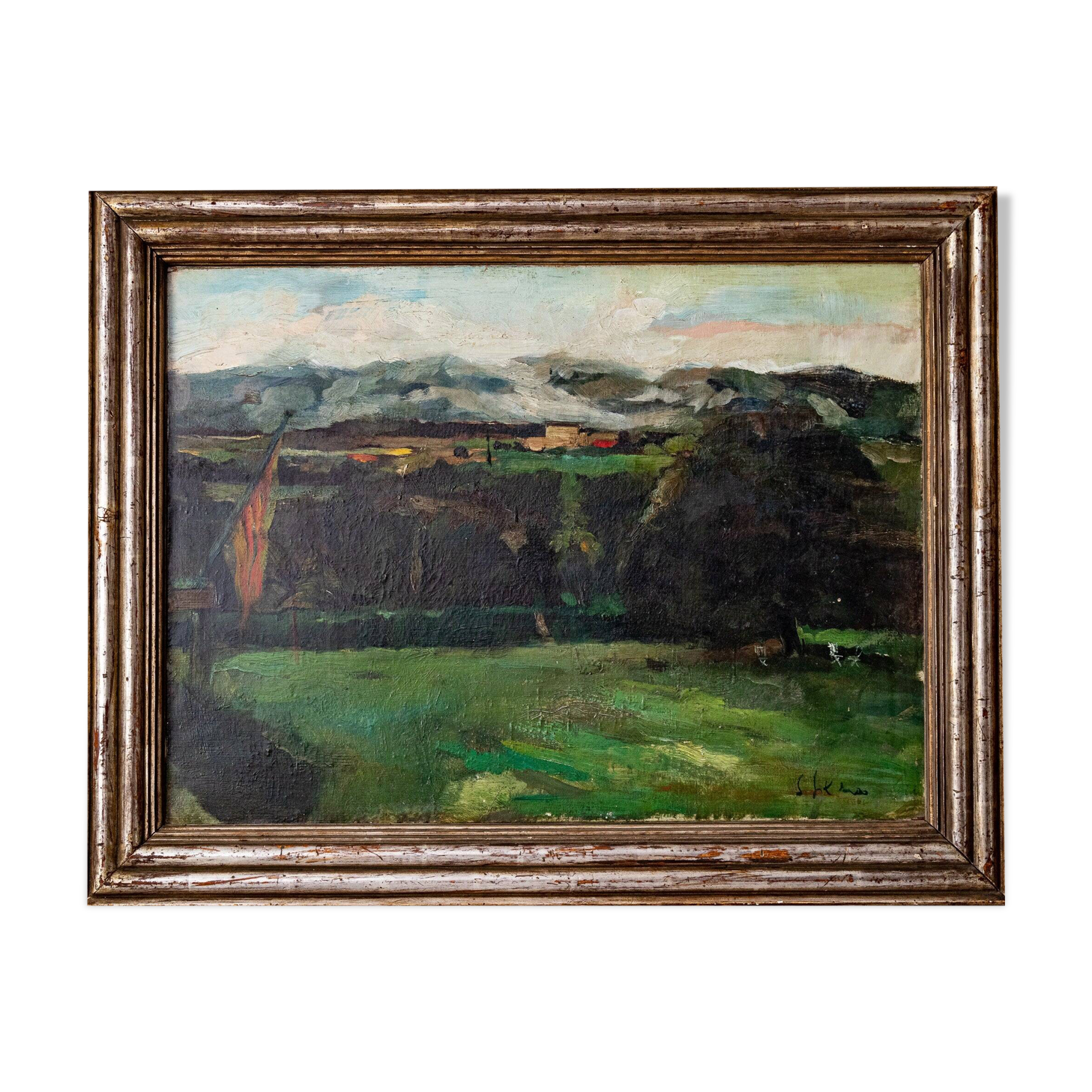 Interesting Impressionist Landscape - High Quality Silver Gilt Frame