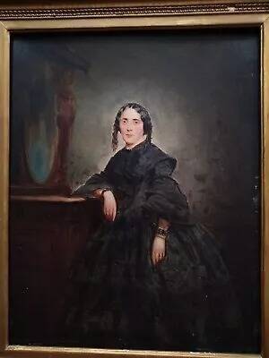 19th Century Master Portrait of a Elegant Woman Oil Painting