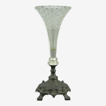 Soliflore en verre pressé et piétement régule de style Louis XVI