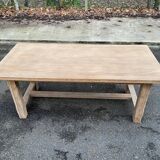 Renovated farmhouse dining table in raw oak from the 20th century, 180cm with drawer.
