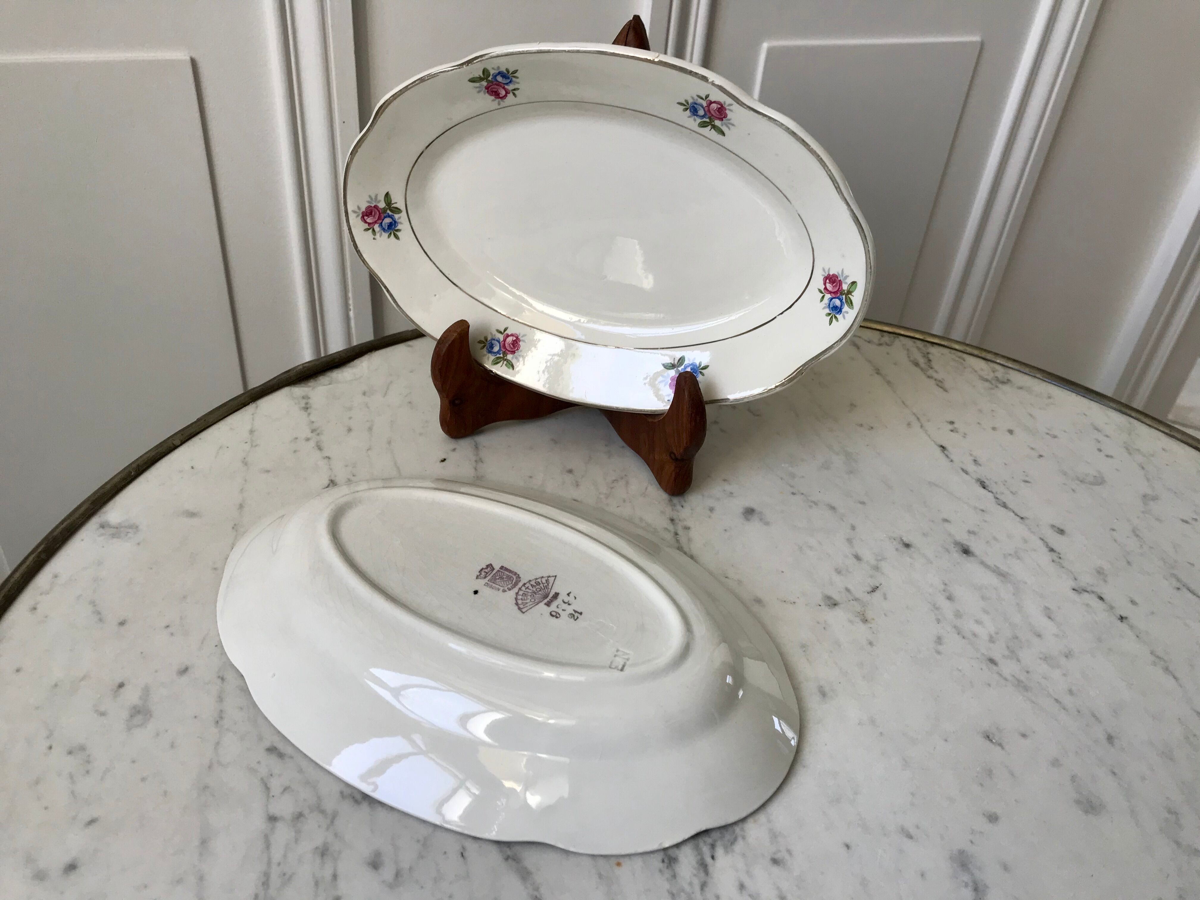 Duo of raviers digoin sarreguemines small flowers 50s