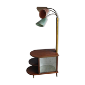 Art deco 1950 s walnut drinks bar cocktail liquor cabinet with lamp stand