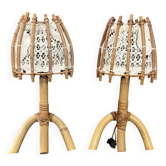 Pair of rattan wall lights