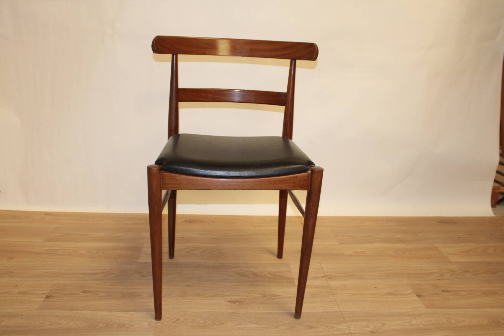 Vintage teak and faux leather office chair 1960 Denmark