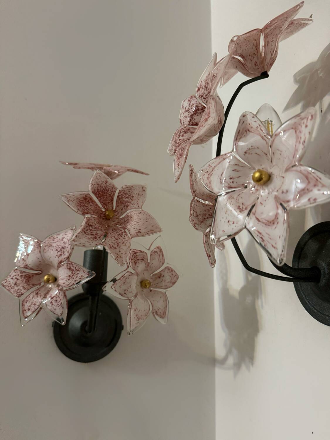 Murano floral wall lights from the 1970s