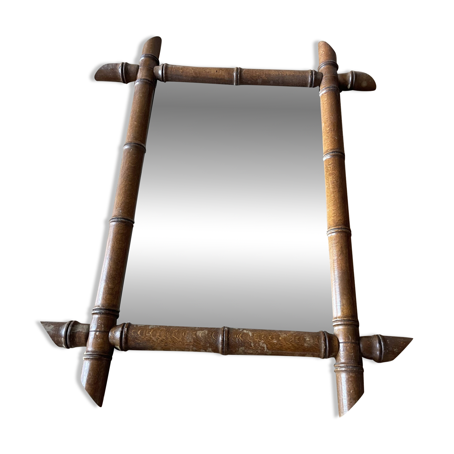 Faux bamboo wood mirror