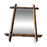 Miroir en bois faux-bambou