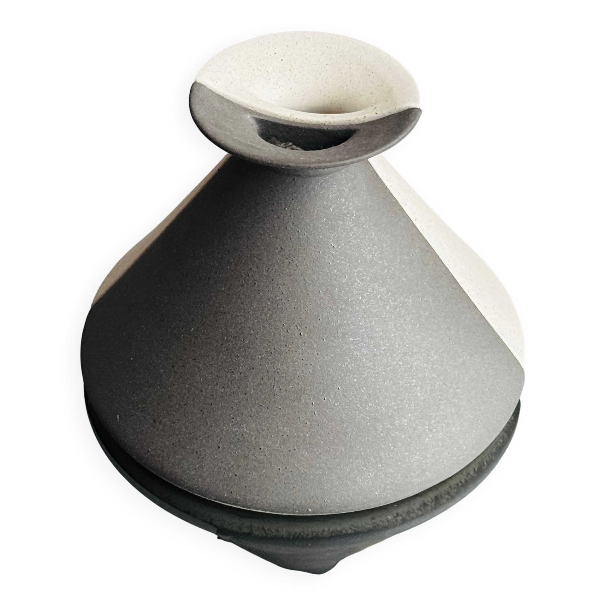 Pair of cream and grey ceramic vases from the 1970s