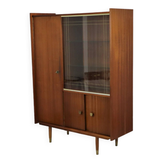 Vintage Highboard Cabinet Display Cabinet Teak Veneer Fifties Scandinavian Design
